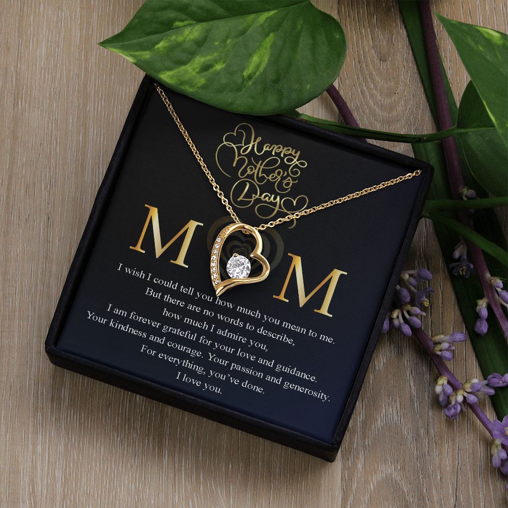 Mom, I wish I could tell you how much you mean to me Message Card Necklace