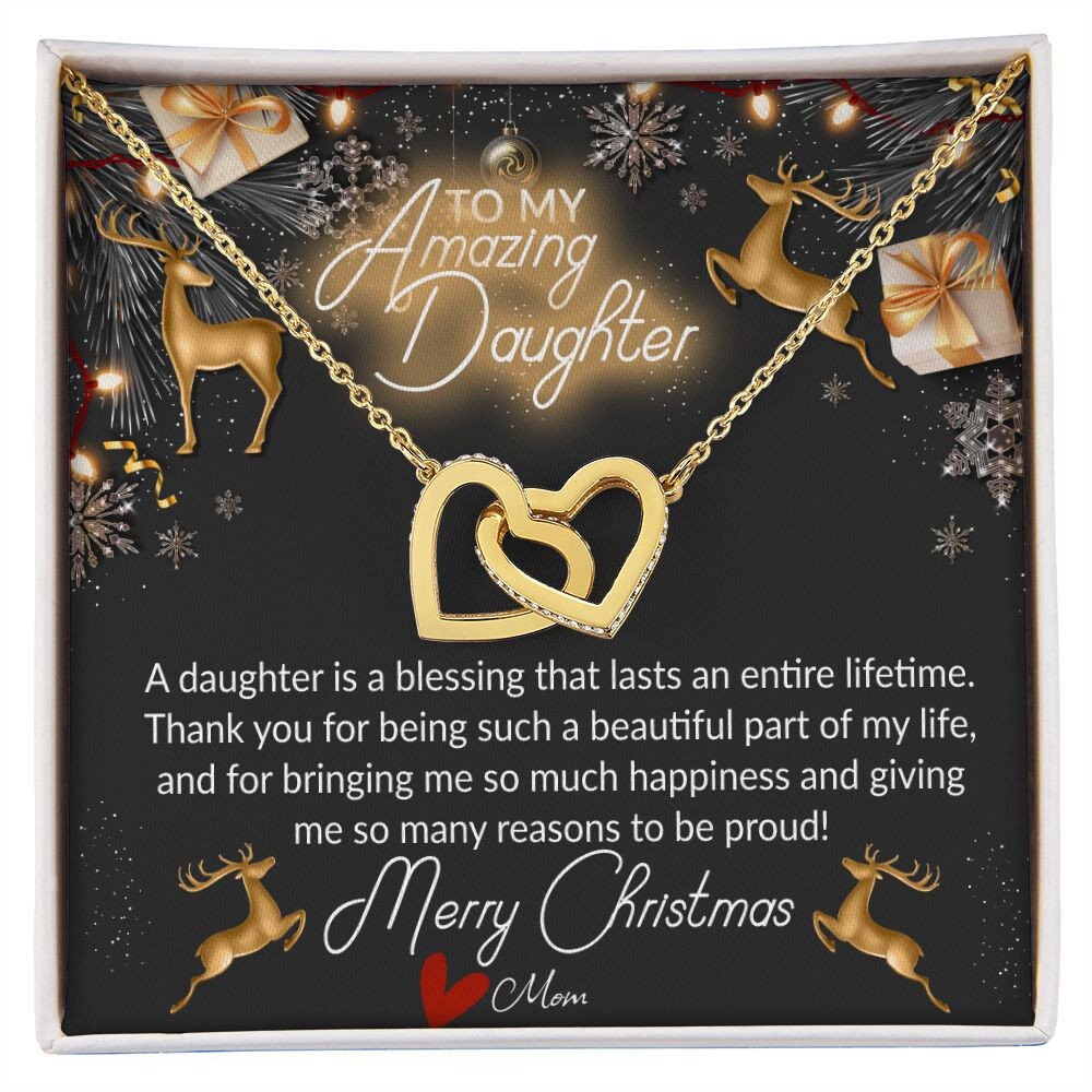 To My Amazing Daughter From Mom Interlocking Hearts necklace